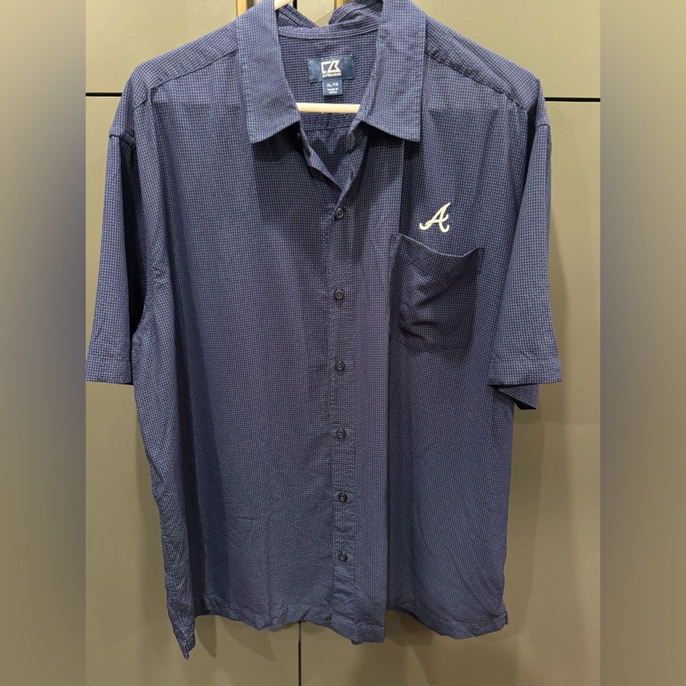 Atlanta Braves Cutter & Buck Oxford Mens Short Sleeve Button Downs Size XL